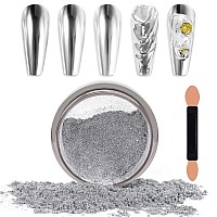 Laza Chrome Nail Powder Mirror Effect Metallic Dust Holographic Glitter Glazed Manicure Decoration Reflective Pigment For Diy Ge