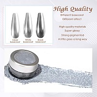 Laza Chrome Nail Powder Mirror Effect Metallic Dust Holographic Glitter Glazed Manicure Decoration Reflective Pigment For Diy Ge