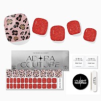 Adora Couture Semi Cured Gel Nail Strips Pedicure Stickers 32Pcs Glossy Toe Nail Stickers Gel Nail Pedi Strips Gel Nail Wr