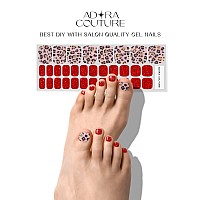 Adora Couture Semi Cured Gel Nail Strips Pedicure Stickers 32Pcs Glossy Toe Nail Stickers Gel Nail Pedi Strips Gel Nail Wr