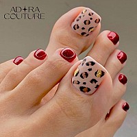 Adora Couture Semi Cured Gel Nail Strips Pedicure Stickers 32Pcs Glossy Toe Nail Stickers Gel Nail Pedi Strips Gel Nail Wr