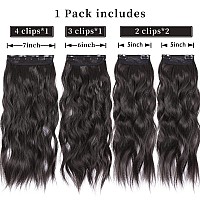 Clip In Synthetic Hair Extensions Long Wavy 4Pcs Thick Hairpieces Black Brown Fiber Double Weft Natural Hair Extensions 20 Inch