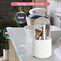 Hsspanfn Makeup Brush Holder Organizer With Lid 360 Rotating Dustproof Make Up Brushes Container With Clear Acrylic Cover Spin