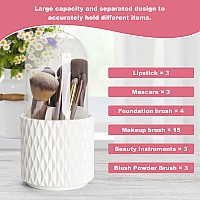 Hsspanfn Makeup Brush Holder Organizer With Lid 360 Rotating Dustproof Make Up Brushes Container With Clear Acrylic Cover Spin