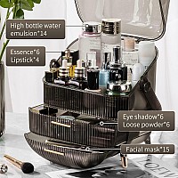 Canitoron Makeup Organizer Large Capacity Skincare Organizer For Vanity Cosmetic Organizer With 2 Drawers And Transparent Cover