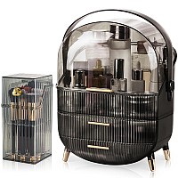 Canitoron Makeup Organizerlarge Capacity Skincare Organizer For Vanitycosmetic Organizer With 2 Drawers And Makeup Brush Holde