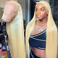 Jubotin 30 Inch 613 Straight Frontal Wigs For Women Glueless 613 Lace Front Wig Human Hair 180 Density Pre Plucked Hd Lace Fron