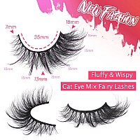 Mink Lashes Fluffy Fairy Cat Eye Lashes Wispy False Eyelashes Pack 18Mm Natural False Lashes That Look Like Extensions 8 Pairs B