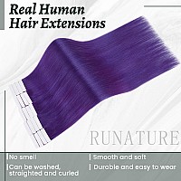 Runature Tape In Hair Extensions Human Hair Purple Tape In Hair Extensions 14 Inch Human Hair Tape In Extensions Purple Hair Ext