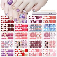 Danneasy 20 Sheets Toe Nail Stickers Toenail Polish Strips Nail Wraps For Women Self Adhesive Toes Nail Polish Stickers Gel Nail