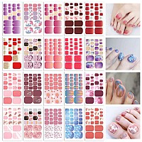 Danneasy 20 Sheets Toe Nail Stickers Toenail Polish Strips Nail Wraps For Women Self Adhesive Toes Nail Polish Stickers Gel Nail