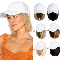 Lansigreen Baseball Cap With Hair Extensions Hat Wig Adjustable Hat Attached Short Straight 14 Synthetic Hairpiece For Women A