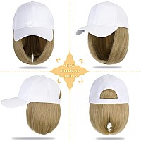 Lansigreen Baseball Cap With Hair Extensions Hat Wig Adjustable Hat Attached Short Straight 14 Synthetic Hairpiece For Women A