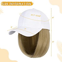 Lansigreen Baseball Cap With Hair Extensions Hat Wig Adjustable Hat Attached Short Straight 14 Synthetic Hairpiece For Women A