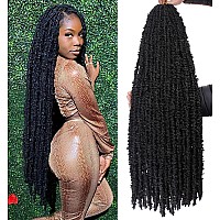 Leeven 36 Inch Goddess Butterfly Locs Crochet Hair 6 Packs Distressed Faux Locs Crcoeht Hair 1B Pre Looped Synthetic Messy Butt