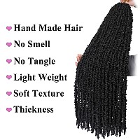 Leeven 36 Inch Goddess Butterfly Locs Crochet Hair 6 Packs Distressed Faux Locs Crcoeht Hair 1B Pre Looped Synthetic Messy Butt