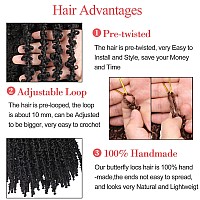 Leeven 20 Inch Butterfly Locs Crochet Hair Natural Black 6 Packs Distressed Locs Crochet Braids Hair Prelooped Synthetic Messy