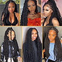 Leeven 20 Inch Butterfly Locs Crochet Hair Natural Black 6 Packs Distressed Locs Crochet Braids Hair Prelooped Synthetic Messy