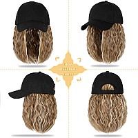 Lansigreen Baseball Cap With Hair Extensions Hat Wig Adjustable Hat Attached Curly Wave 14 Synthetic Hairpiece For Women Ginge