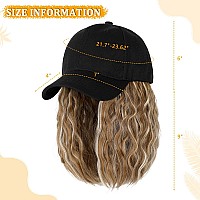 Lansigreen Baseball Cap With Hair Extensions Hat Wig Adjustable Hat Attached Curly Wave 14 Synthetic Hairpiece For Women Ginge