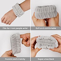 Foungmei 4 Pcs Face Washing Wristbands Soft Absorbent Microfiber Wrist Scrunchies For Women Girl Spa Wrist Wash Band Prevent