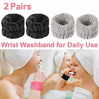 Foungmei 4 Pcs Face Washing Wristbands Soft Absorbent Microfiber Wrist Scrunchies For Women Girl Spa Wrist Wash Band Prevent