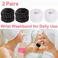 Foungmei 4 Pcs Face Washing Wristbands Soft Absorbent Microfiber Wrist Scrunchies For Women And Girls Spa Wrist Wash Band Pr