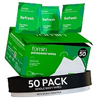 Fomin Travel Deodorant Wipes 50 Count Refreshing Cucumber And Aloe Ph Balanced Hypoallergenic Mini Deodorant Wipes For Wo