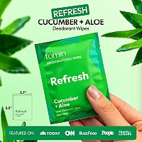 Fomin Travel Deodorant Wipes 50 Count Refreshing Cucumber And Aloe Ph Balanced Hypoallergenic Mini Deodorant Wipes For Wo