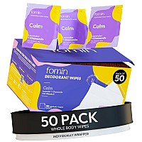 Fomin Travel Deodorant Wipes 50 Count Calming Lavender And Chamomile Ph Balanced Hypoallergenic Mini Deodorant Wipes For