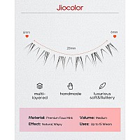 Jiocolor Lashes Bottom Lashes Strip Natural Bottom Eyelashes Wispy Under False Lashes Lower Lashes Extension Clear Band Mink Las