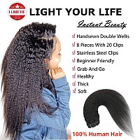 Lumiere Yaki Straight Clip In Hair Extensions Real Human Hair Kinky Straight Clip Ins Real Human Hair Grade 10A Brazilian Remy