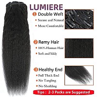 Lumiere Yaki Straight Clip In Hair Extensions Real Human Hair Kinky Straight Clip Ins Real Human Hair Grade 10A Brazilian Remy