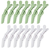 Ondder 14 Pack Alligator Hair Clips For Hair Styling Sectioning Coloring Cutting Green White Hair Clips For Salon Barber