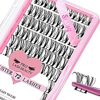 Lash Clusters, 72 Pcs Individual Cluster Lashes DIY Lash Extension 10-16mm Eyelash Clusters Volume Wispy Lashes Super Thin Band Reusable Soft & Comfortable(Sassy,C-8-16mix)