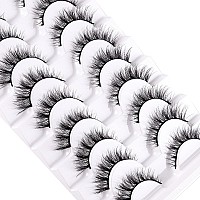 Outopen False Eyelashes Natural Look Short Lashes Cat Eye Wispy Faux Mink Lashes Soft 3D Fake Eye Lashes 10 Pairs Packcat Eye