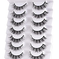 Outopen False Eyelashes Natural Look Short Lashes Cat Eye Wispy Faux Mink Lashes Soft 3D Fake Eye Lashes 10 Pairs Packcat Eye