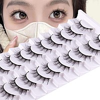 Outopen False Eyelashes Natural Look Short Lashes Cat Eye Wispy Faux Mink Lashes Soft 3D Fake Eye Lashes 10 Pairs Packmanga 9