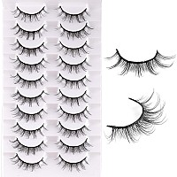 Outopen False Eyelashes Natural Look Short Lashes Cat Eye Wispy Faux Mink Lashes Soft 3D Fake Eye Lashes 10 Pairs Packmanga 9