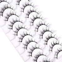 Outopen False Eyelashes Natural Look Short Lashes Cat Eye Wispy Faux Mink Lashes Soft 3D Fake Eye Lashes 10 Pairs Packmanga 9