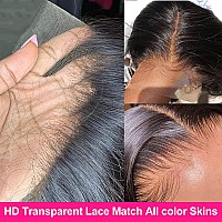 Jubotin 36 Inch 13X6 Hd Transparent Straight Lace Front Wigs Human Hair Pre Plucked With Natural Hairline 180 Density Glueless