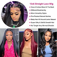 Jubotin 36 Inch 13X6 Hd Transparent Straight Lace Front Wigs Human Hair Pre Plucked With Natural Hairline 180 Density Glueless