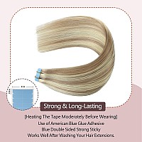 Tape In Hair Extensions Human Hair Ash Blonde Highlighted Bleach Blonde 12 Inch Straight Tape In Real Human Hair Seamless Skin W