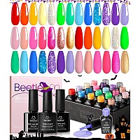 Beetles Gel Polish Set 20 Colors Halloween Nail Polish Glitter Bright Rainbow Collection Sparkle Pink Red Green Blue Gel Base Gl