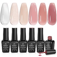 Beetles Jelly Gel Nail Polish Set 6 Colors Neutral Sheer Milky White Nude Pink Gel Polish Kit Translucent Soak Off Uv Nail Gel Diy Manicure 2024 New Nail Trend Nail Polish Gifts For Mom