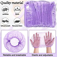 100 Pieces Hair Caps 21 Inch Nonwoven Caps Hair Net Elastic Cap Head Hair Cover Hats For Cosmetics Beauty Salon Purple