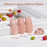 Rarjsm Rubber Base Gel Nail Polish Nude Rose Natural Sheer Pink Jelly Color Extend Elastic Rubber Base Coat Gel Builder In A Bot