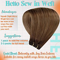 Hetto Weft Hair Extensions Human Hair Balayage #6 Brown to #8 Medium Brown #14 Dark Golden Blonde Sew in Weft Extensions Straight Human Hair Weave 22 Inch 100g