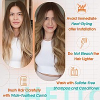 Hetto Weft Hair Extensions Human Hair Balayage #6 Brown to #8 Medium Brown #14 Dark Golden Blonde Sew in Weft Extensions Straight Human Hair Weave 22 Inch 100g