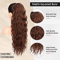 Flufymooz Ponytail Extension 26 Inch Drawstring Ponytail Hair Extensions For Womenlong Curly Wavy Ponytail Natural Wavy Synthe